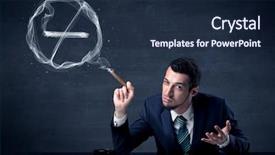  Presentation with cigarette - Cool new presentation theme with ties cancer - businessman smoking cigarette backdrop and a navy blue colored foreground