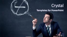  Presentation with cigarette - Cool new PPT theme with ties cancer - businessman smoking cigarette backdrop and a navy blue colored foreground