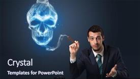  Presentation with simbol - Amazing presentation design having ties cancer - businessman smoking with skull simbol backdrop and a wine colored foreground