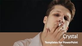 Presentation with smoking - Audience pleasing theme consisting of ties cancer - young handsome guy man smoking backdrop and a coral colored foreground