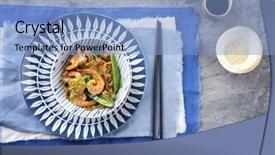  Presentation with instant noodles bowl - Audience pleasing slide set consisting of tiger fabric - kingprawn with rice noodles backdrop and a  colored foreground