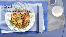  Presentation with noodles - Beautiful theme featuring tiger fabric - kingprawn with rice noodles backdrop and a  colored foreground