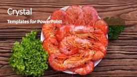  Presentation with risk management top view - Slide deck enhanced with tiger material - cooked shrimps top view close-up background and a red colored foreground