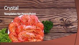  Presentation with shrimps - Presentation design featuring tiger material - cooked shrimps top view close-up background and a tawny brown colored foreground