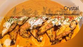  Presentation with prawn - Presentation theme featuring tiger prawn red coconut pa background and a gold colored foreground