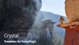  Presentation with monastery - Colorful theme enhanced with tiger-s-nest-temples-taktsang backdrop and a dark gray colored foreground