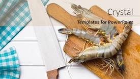  Presentation with cutting board - Colorful slide set enhanced with tiger-shrimps-on-cutting-board backdrop and a  colored foreground