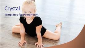  Presentation with dance children - Theme having tight children - cute little girl ballerina stretching background and a sky blue colored foreground