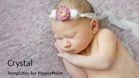  Presentation with sleeping baby - Slide set with tight children - cute newborn baby girl is background and a light gray colored foreground