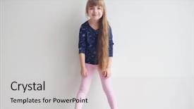  Presentation with sustainable fashion - Audience pleasing PPT theme consisting of tight children - little fashion girl posing backdrop and a  colored foreground