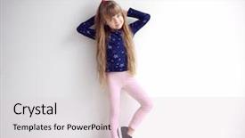  Presentation with green lucxury fashion - Slides having tight children - little fashion girl posing background and a  colored foreground