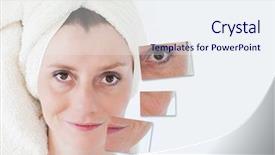  Presentation with aging skin - Slide set featuring tighten - beauty concept - skin care background and a sky blue colored foreground