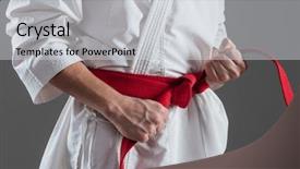  Presentation with red grey - Colorful presentation design enhanced with tighten - cropped photo of young sportsman backdrop and a light gray colored foreground