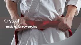  Presentation with red grey - Slide set with tighten - cropped picture of handsome sportsman background and a gray colored foreground