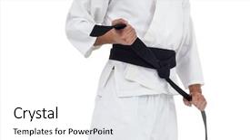  Presentation with karate - Audience pleasing PPT theme consisting of tighten - mid section of fighter tightening backdrop and a white colored foreground