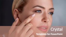  Presentation with skin - Beautiful slide set featuring tighten - middle age woman looking skin backdrop and a coral colored foreground