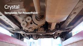  Presentation with car service - Slide deck enhanced with tighten up - car under repair on hoist background and a tawny brown colored foreground
