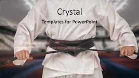 Presentation with freedom fighter india - Audience pleasing presentation theme consisting of tighten up - fighter tightening karate belt backdrop and a light gray colored foreground