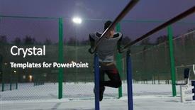  Presentation with athlete - Cool new PPT theme with tighten up - image of athlete in black backdrop and a  colored foreground