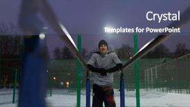  Presentation with hat - Amazing PPT theme having tighten up - image of sportsman in black backdrop and a ocean colored foreground