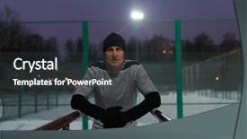  Presentation with graduation black graduate hat - PPT theme with tighten up - photo of sportsman in black background and a  colored foreground