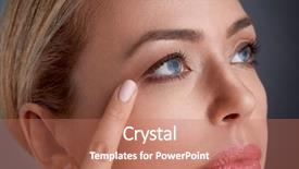  Presentation with eyes - Cool new PPT theme with tighten up - woman checking wrinkles backdrop and a coral colored foreground
