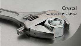  Presentation with nut - Presentation theme with tighten up - wrench tightening nut background and a light gray colored foreground