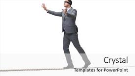  Presentation with blindfolded - Colorful slide deck enhanced with tightrope - blindfolded businessman isolated on white backdrop and a white colored foreground