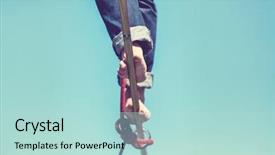  Presentation with balance - PPT theme featuring tightrope - slacklining is a practice background and a mint green colored foreground