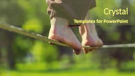  Presentation with balance - Presentation enhanced with tightrope - slacklining is a practice background and a tawny brown colored foreground