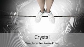  Presentation with inca machu picchu peru view - PPT theme consisting of tightrope - top view of person standing background and a light gray colored foreground