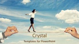  Presentation with rope - Presentation consisting of tightrope - young businesswoman walking background and a soft green colored foreground