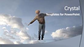  Presentation with cable - Slides featuring tightrope - young man keeping his balance background and a gray colored foreground