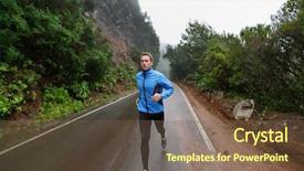  Presentation with marathon man - Presentation featuring long tights fit fitness model background and a violet colored foreground