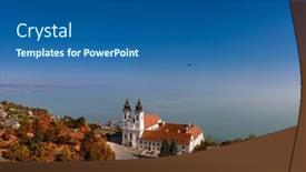  Presentation with hungary - Colorful slide set enhanced with tihany-landscape-with-the-abbey backdrop and a ocean colored foreground
