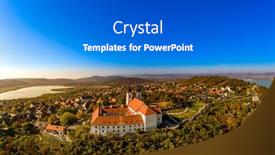  Presentation with fall lake - Slide set consisting of tihany-panoramic-landscape background and a gray colored foreground