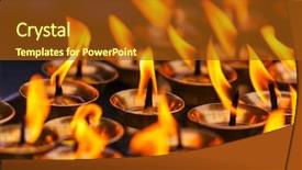  Presentation with temple - Audience pleasing PPT theme consisting of tihar - candles at a temple backdrop and a tawny brown colored foreground