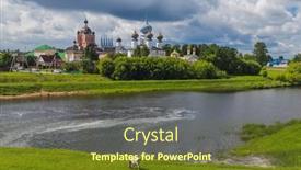  Presentation with monastery - Cool new slides with tikhvin-monastery-leningrad-region-russia backdrop and a tawny brown colored foreground