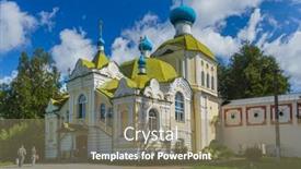  Presentation with monastery - Presentation theme consisting of tikhvin-monastery-leningrad-region-russia background and a coral colored foreground
