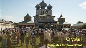  Presentation with celebrations - Presentation theme enhanced with tikhvin-russia-july-9-2014 background and a tawny brown colored foreground