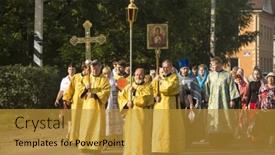  Presentation with celebrations - Theme with tikhvin-russia-july-9-2014 background and a gold colored foreground