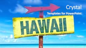  Presentation with tiki - PPT theme with tiki - hawaii sign with a beach background and a cobalt blue colored foreground