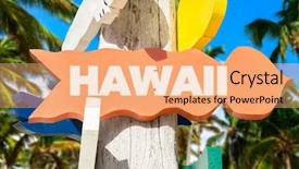  Presentation with tiki - PPT layouts consisting of tiki - hawaii welcome sign with palm background and a coral colored foreground