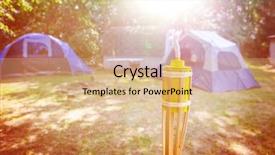  Presentation with tiki - Presentation design with tiki - tent campsite in the early background and a coral colored foreground