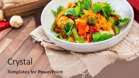  Presentation with rice - PPT theme having tikka massala chicken basmati rice background and a coral colored foreground