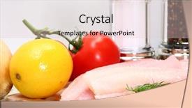  Presentation with fish farm - Presentation having tilapia farm - fresh ttilapia with tomato lemon background and a  colored foreground