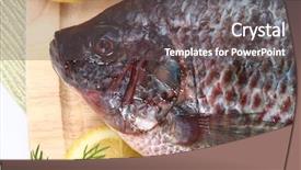  Presentation with fish farm - Colorful presentation theme enhanced with tilapia farm - fresh ttilapia with tomato lemon backdrop and a  colored foreground