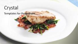  Presentation with nile tilapia fish - Beautiful PPT theme featuring tilapia fillet with warm spinach backdrop and a white colored foreground