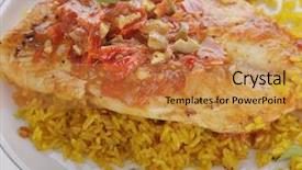  Presentation with rice production - Presentation theme having tilapia fillets with yellow rice background and a gold colored foreground