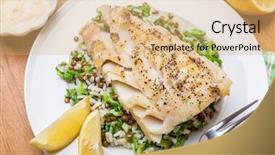  Presentation with rice - PPT layouts having tilapia fish - cod with lentil rice background and a coral colored foreground